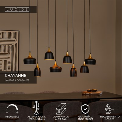 Lucide CHAYANNE - Lámpara colgante - 8xE14 - Negro